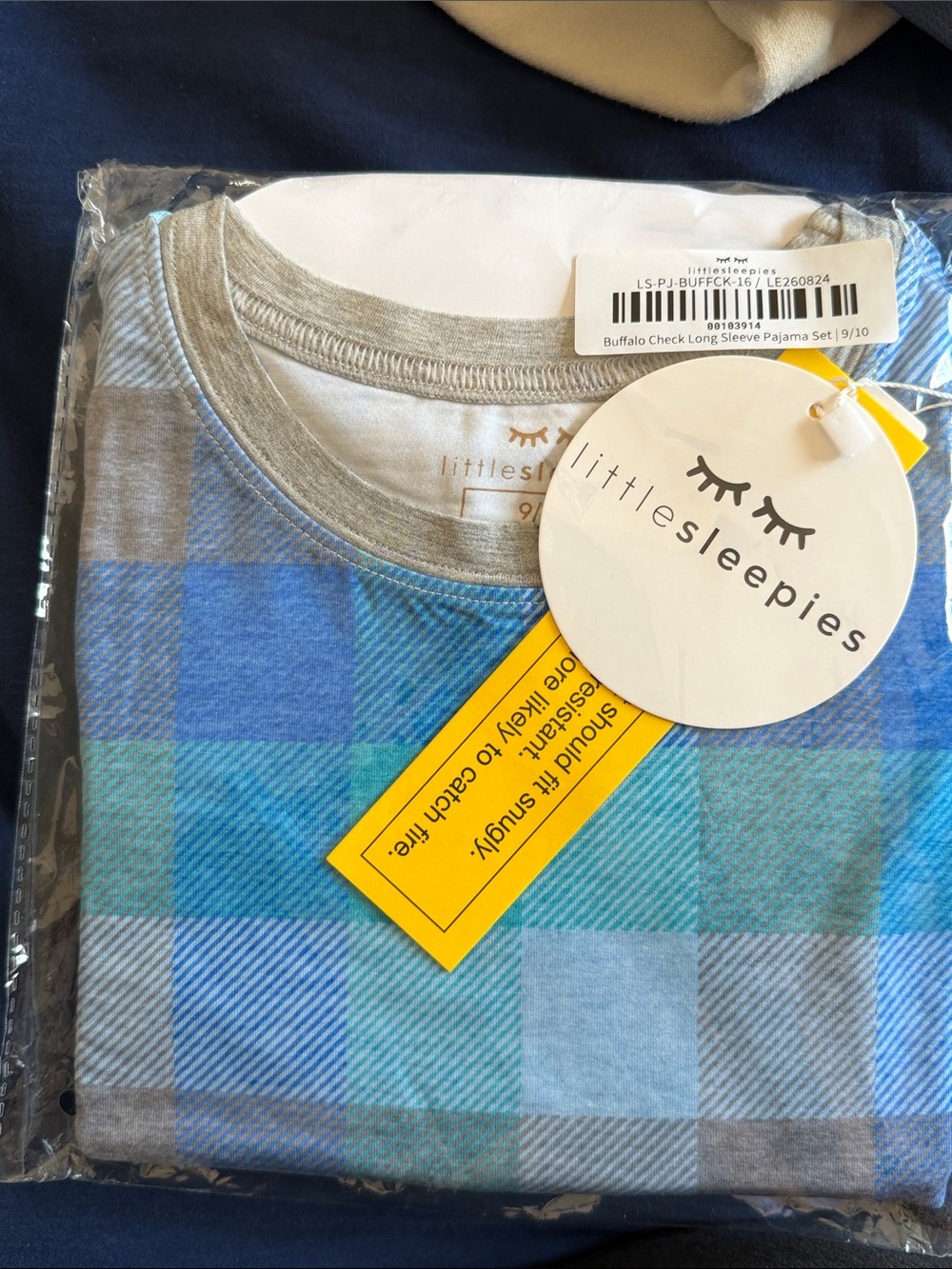 Little Sleepies Blue and Gray Buffalo Plaid Long Sleeve Pajama Set